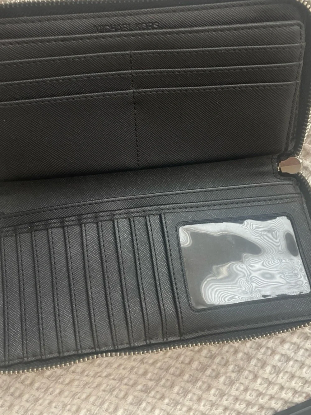 Michael Kors Black Leather Zip Wallet